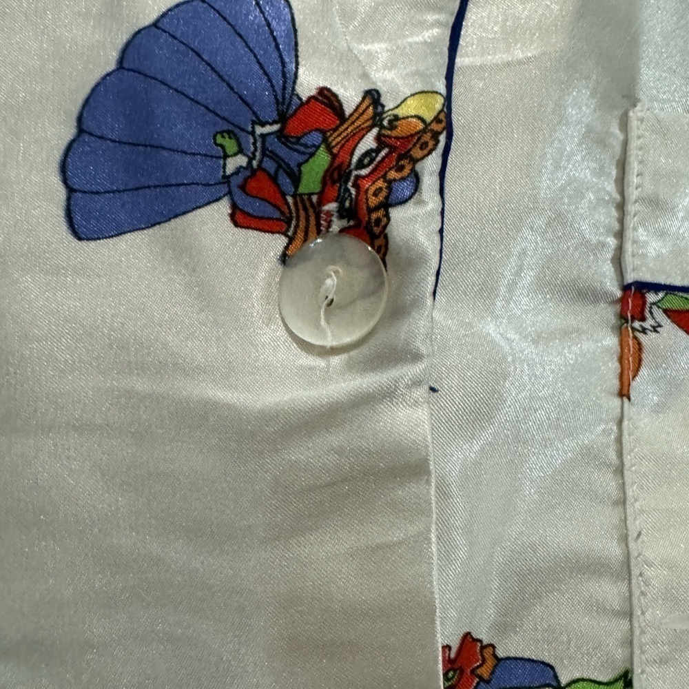 Vintage Vietnam Cartoon Silk Like Button Down Shirt 1970’s Streetwear Fun Unique - Picture 12 of 16